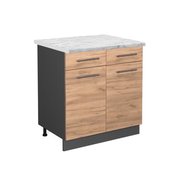 Köksmöbel Fame-Line, 80cm, PT Marmor, Styrkekö, Guld, Antracit, Vicco