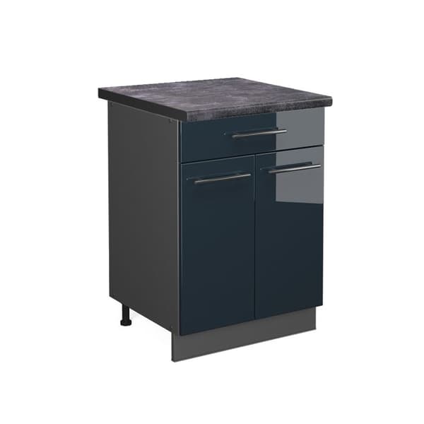 Fame-Line underskåp, 80cm, PT Ek, Mörkblå glansig, Anthracite, Vicco