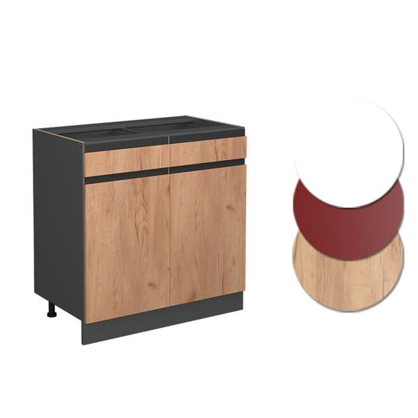 R-Line köksmöbel, 80 cm PT Marmor, Guldstyrka ek, Vicco
