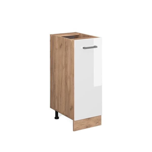 Köksmöbel R-Line, 30 cm utan PT, Vit hög glans, Guld ek, Vicco