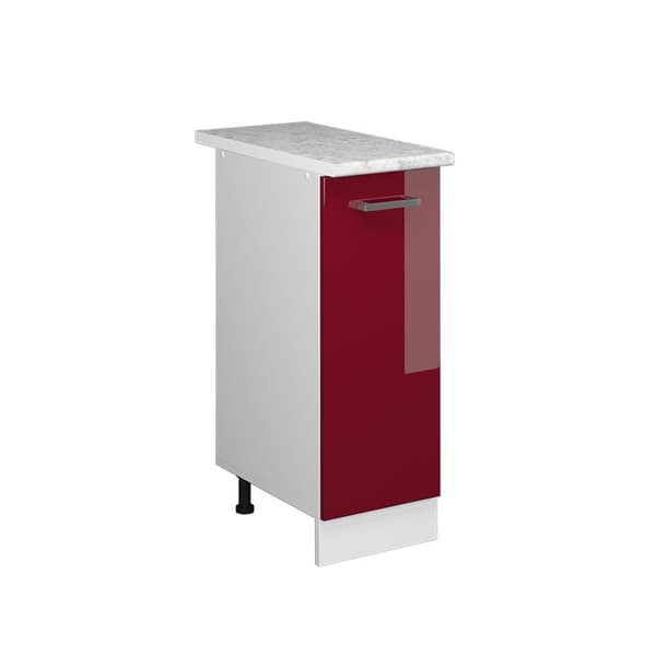 Köksskåp R-Line, 30cm, VT Marmor, Bordeaux hög glänsande, Vit, Vicco