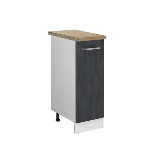 Köksmöbel R-Line, 30cm PT Ek, Svart betong, Vit, Vicco