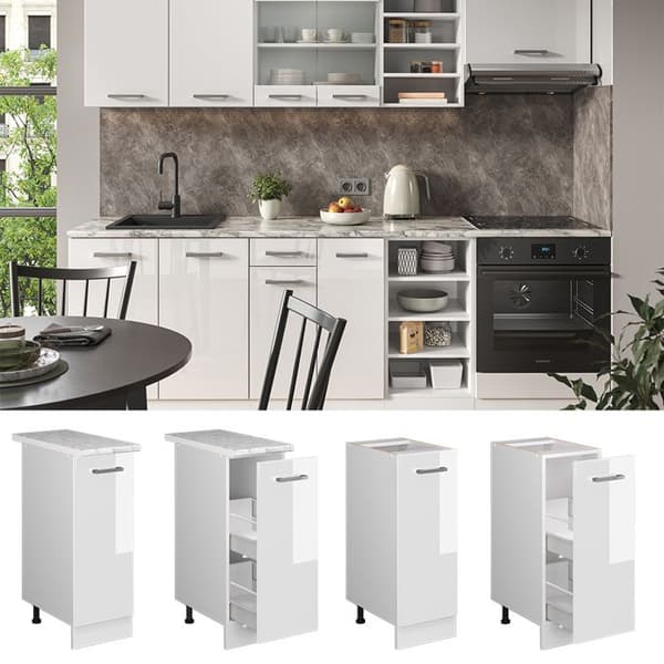 Köksmöbel R-Line, 30 cm, PT Ek, Vit högblanka, Vit, Vicco