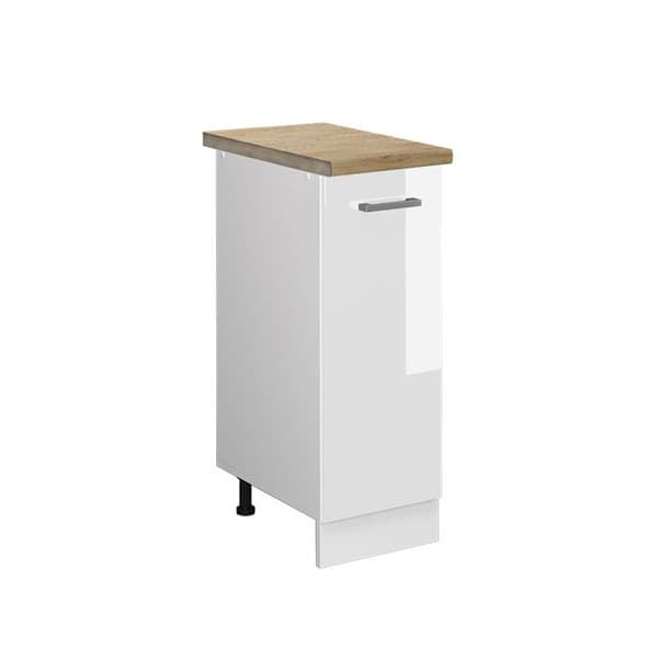 Köksmöbel R-Line, 30 cm, PT Ek, Vit högblanka, Vit, Vicco