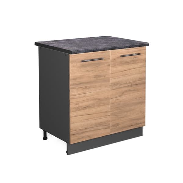 Fame-Line underbänksmöbel, 80cm med hylla, PT Antracit, Guld ek, Antracit, Vicco