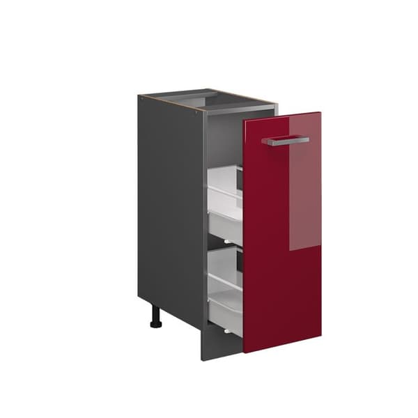 Köksmöbel R-Line, 30cm PT Marmor, Bordeaux högblanka, Antracit, Vicco