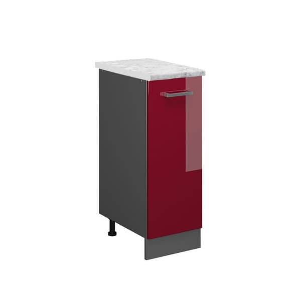 Köksmöbel R-Line, 30cm PT Marmor, Bordeaux högblanka, Antracit, Vicco