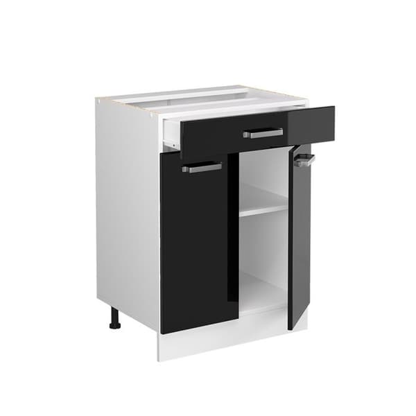 Köksmöbel R-Line, 60cm med låda, PT Antracit, Svart hög glans, Vit, Vicco