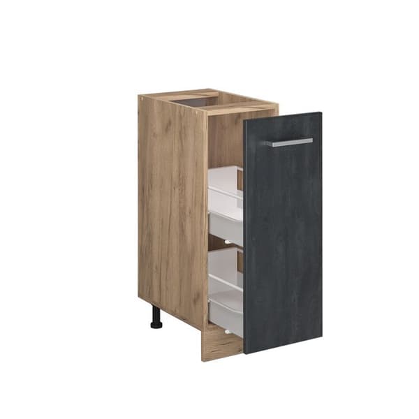 Köksbänk R-Line, 30cm PT Antracit, Svart betong, Gyllene ek, Vicco