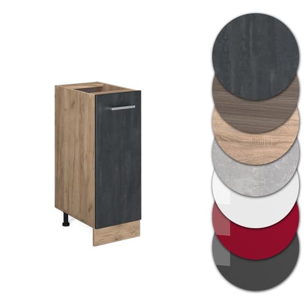 Köksbänk R-Line, 30cm PT Antracit, Svart betong, Gyllene ek, Vicco