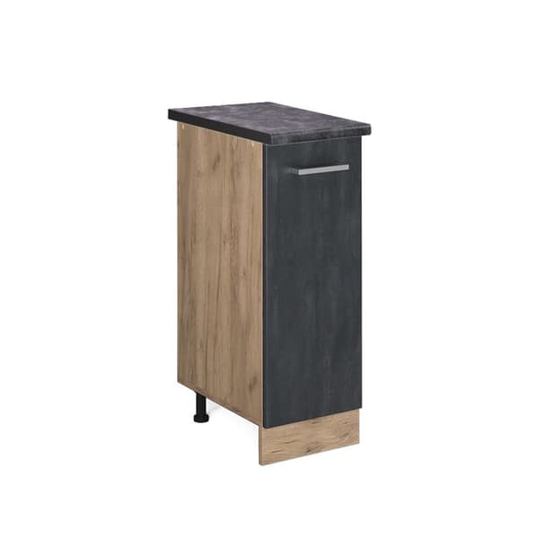 Köksbänk R-Line, 30cm PT Antracit, Svart betong, Gyllene ek, Vicco