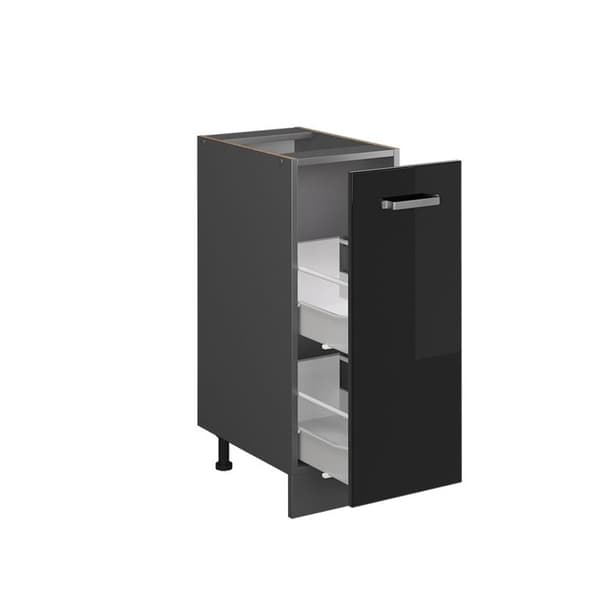 Köksmöbel R-Line, 30cm PT Marmor, Svart Hög glans, Antracit, Vicco