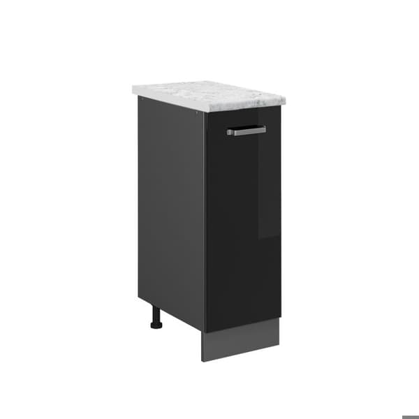 Köksmöbel R-Line, 30cm PT Marmor, Svart Hög glans, Antracit, Vicco