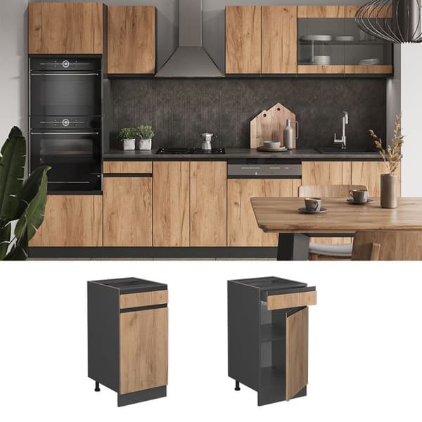 Köksmöbel R-Line, 40 cm, PT Antracit, Guldek Dvärgbjörk, Antracit, Vicco