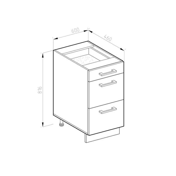 Köksmöbel R-Line, 60 cm med lådor, PT Antracit, Vit lantstil, Antracit, Vicco
