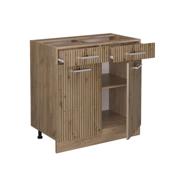 Köksmöbel R-Line, 80cm PT Marmor, Artisanek, Guldstyrka ek, Vicco