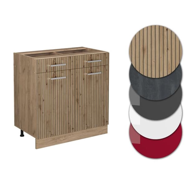 Köksmöbel R-Line, 80cm PT Marmor, Artisanek, Guldstyrka ek, Vicco