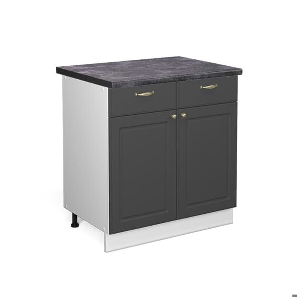 Köksmöbel Fame-Line, 80cm, PT Antracit, Antracit-guld, Vit, Vicco