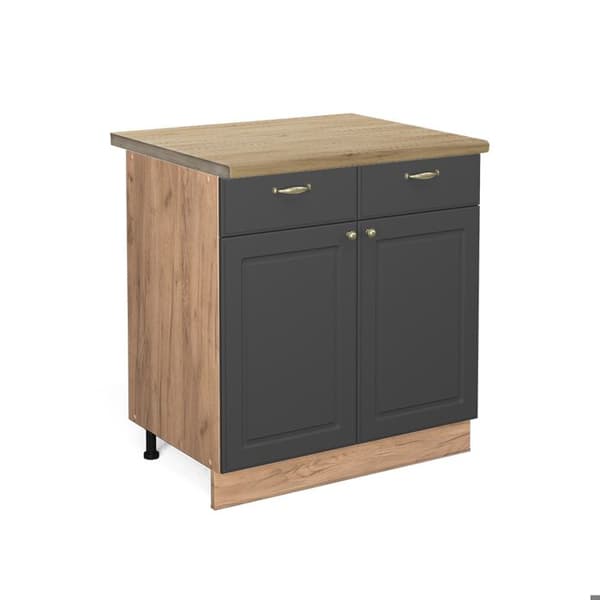 Kökmöbel Fame-Line, 80cm, PT Ek, Antracit-guld, Guld ek, Vicco