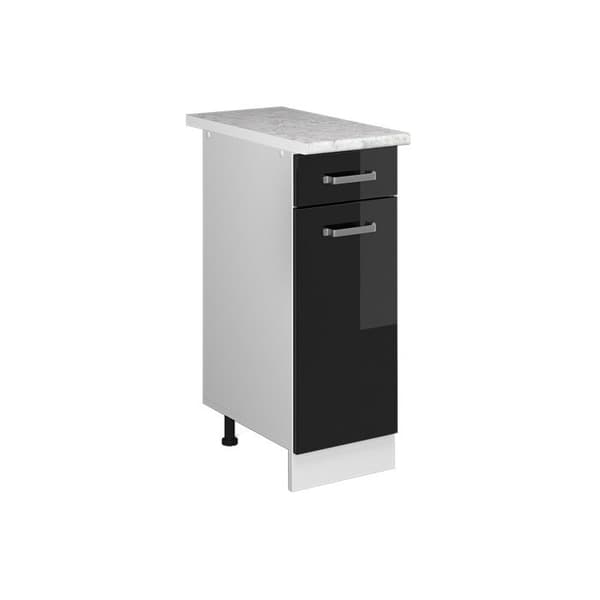 Köksmöbel R-Line, 30 cm, PT Marmor, Svart Hög glans, Vit, Vicco