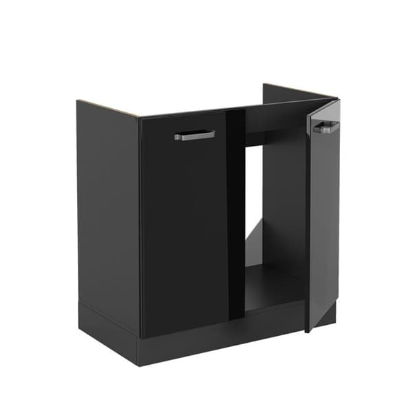 Under-sink skåp R-Line, 80cm utan PT, Svart hög glans, Antracit, Vicco