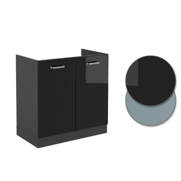 Under-sink skåp R-Line, 80cm utan PT, Svart hög glans, Antracit, Vicco