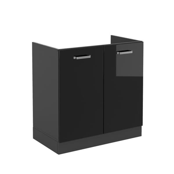 Under-sink skåp R-Line, 80cm utan PT, Svart hög glans, Antracit, Vicco