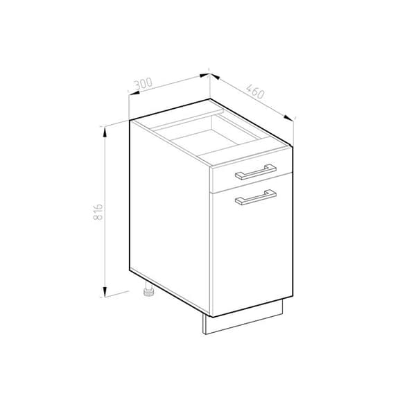 Köksmöbel R-Line, 30 cm J-form, utan PT, Röd, Antracit, Vicco