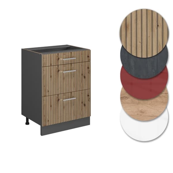 Köksskåp R-Line, 60 cm PT Marmor, Ek Artisan, Antracit, Vicco