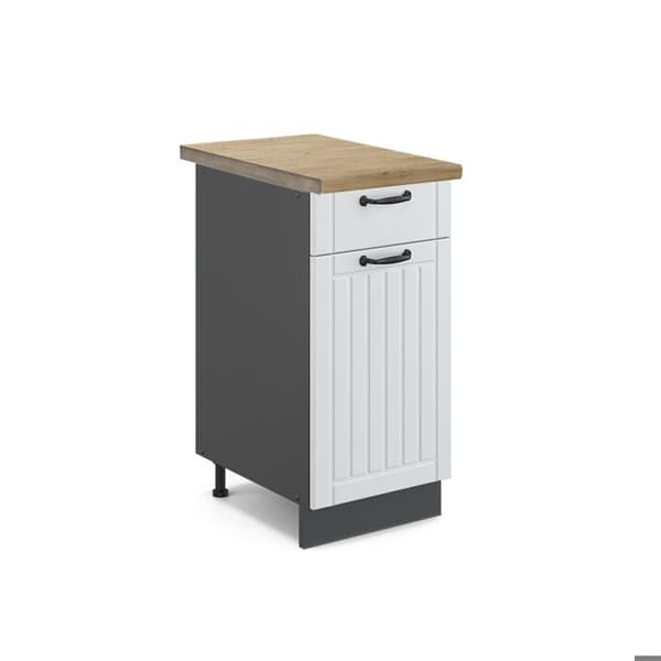 Meuble kök Fame-Line, 40cm, PT Ek, Vit landsby, Antracit, Vicco