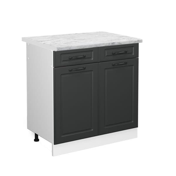 Köksmöbel R-Line, 80 cm, PT Marmor, Antracit landsbygd, Vitt, Vicco