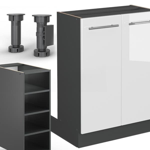 Vicco Fame-Line köksö, blank vit/antracit, 90 cm utan bänkskiva