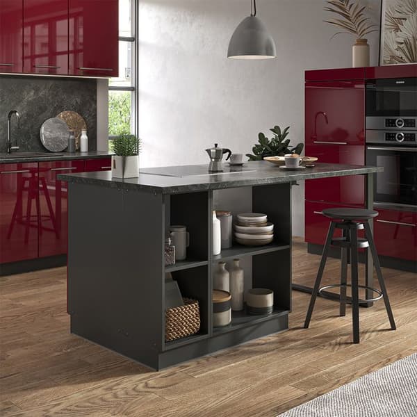 Vicco Fame-Line köksö, Bordeaux högblank/antracit, 90 cm med låda, utan bänkskiva
