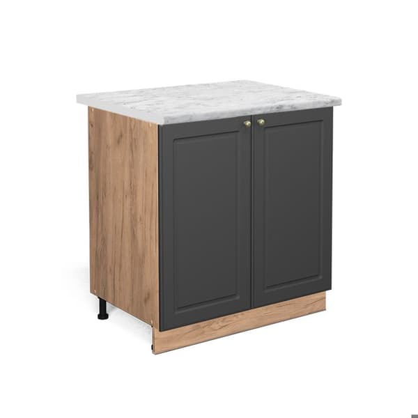 Underskåp Fame-Line, 80cm med hylla, PT Marmor, Anthracite-guld, Gyllene ek, Vicco
