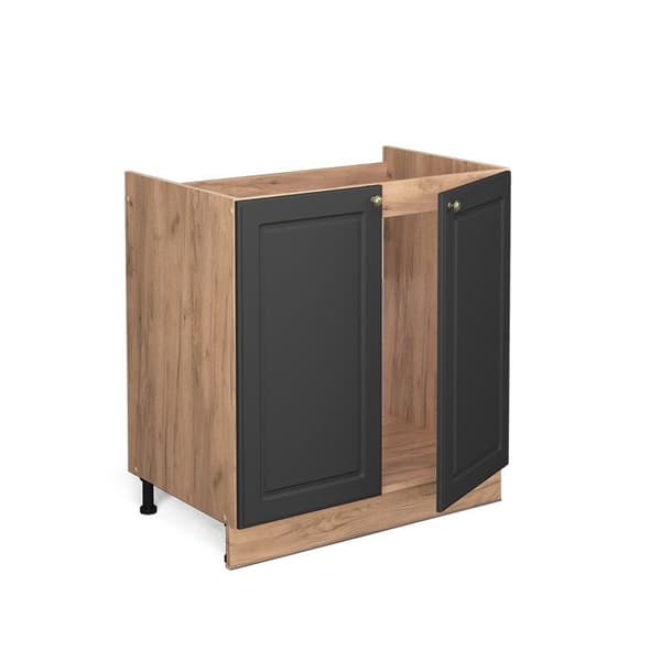 Under-sink skåp Fame-Line, 80cm utan PT, Anthracite-guld, Guld ek, Vicco
