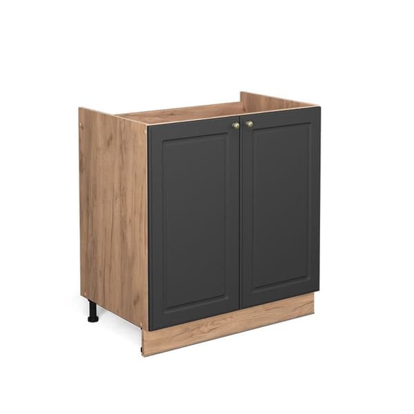Under-sink skåp Fame-Line, 80cm utan PT, Anthracite-guld, Guld ek, Vicco