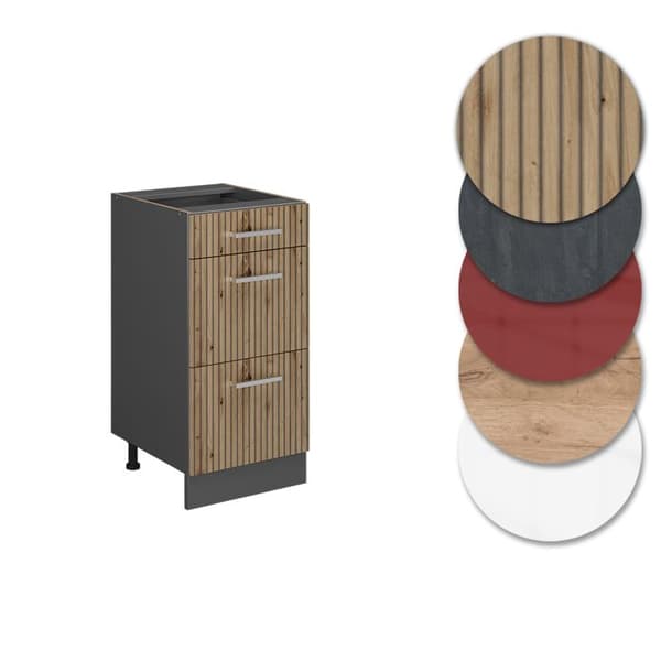 Köksmöbel R-Line, 40cm med lådor, PT Antracit, Artisan Ek, Antracit, Vicco