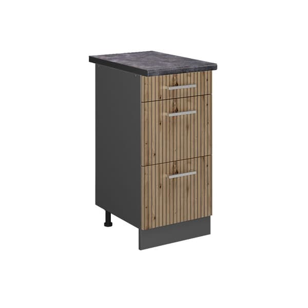 Köksmöbel R-Line, 40cm med lådor, PT Antracit, Artisan Ek, Antracit, Vicco