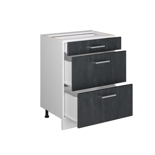 Köksmöbel R-Line, 60cm PT Antracit, Svart betong, Vit, Vicco