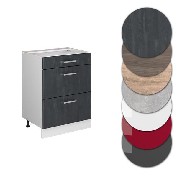 Köksmöbel R-Line, 60cm PT Antracit, Svart betong, Vit, Vicco