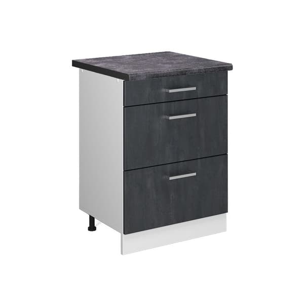 Köksmöbel R-Line, 60cm PT Antracit, Svart betong, Vit, Vicco