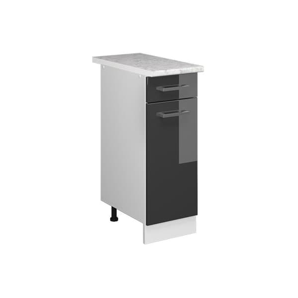 Köksmöbel R-Line, 30 cm, PT Marmor, Antracit Hög blanka, Vit, Vicco