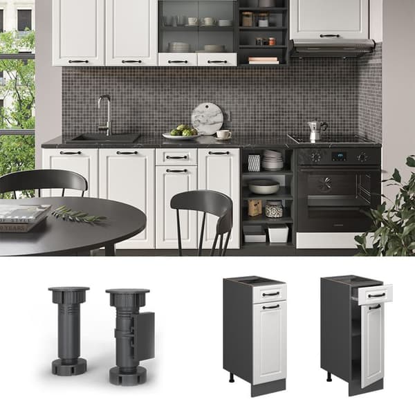 Köksmöbel R-Line, 30 cm, PT Ek, Vit landsby, Antracit, Vicco