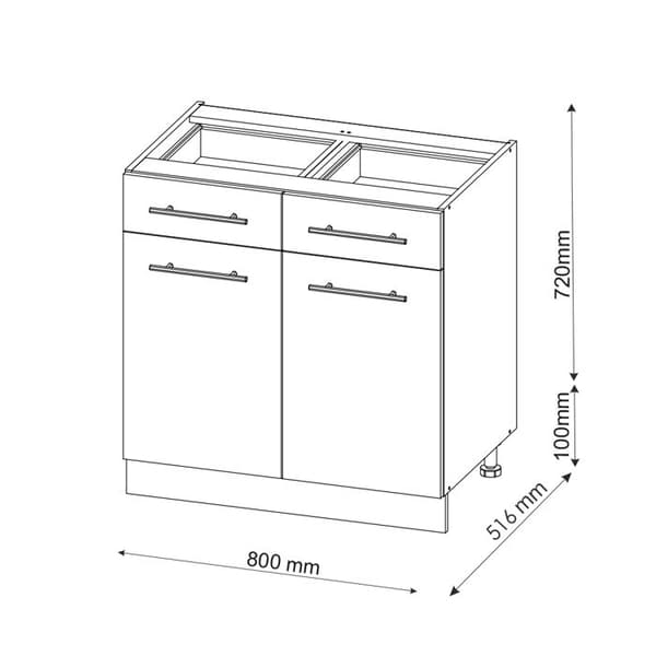 Köksmöbel Fame-Line, 80cm utan PT, Gyllene ek, Anthracite, Vicco