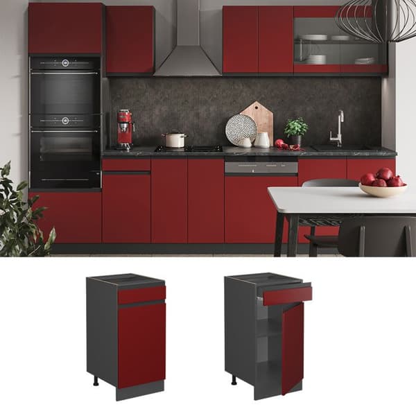 Köksmöbel R-Line, 40 cm, PT Ek, Röd, Antracit, Vicco