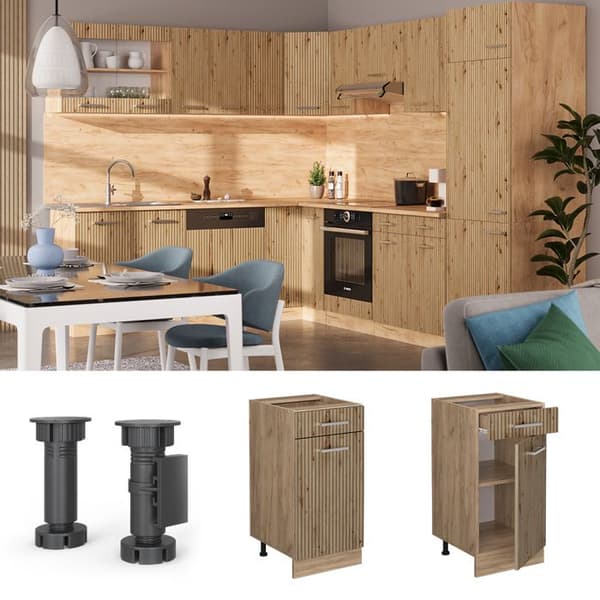 Köksmöbel R-Line, 40 cm PT Marmor, Artisan-ek, Guldstark-ek, Vicco