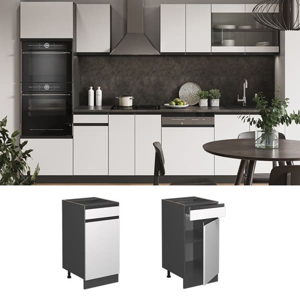 Köksmöbel R-Line, 40cm, PT Antracit, Vit, Antracit, Vicco