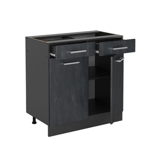 Köksmöbel R-Line, 80 cm PT Marmor, Svart betong, Antracit, Vicco