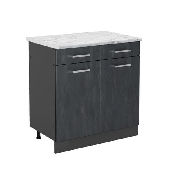 Köksmöbel R-Line, 80 cm PT Marmor, Svart betong, Antracit, Vicco