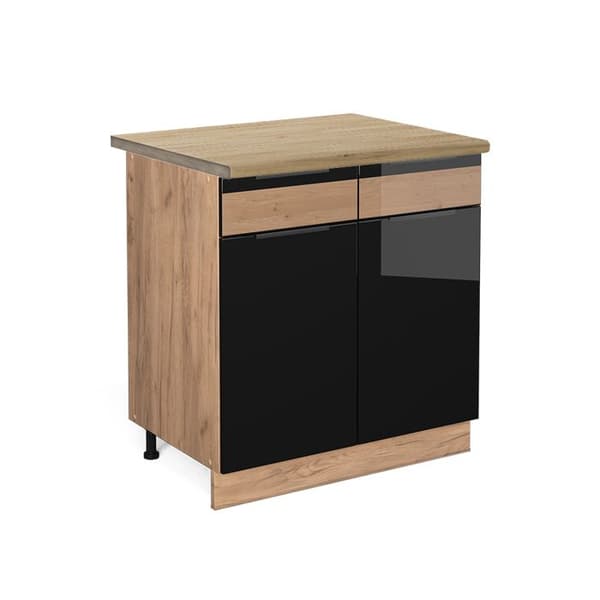 Köksmöbel Fame-Line, 80cm, PT Ek, Glänsande svart ek, Guldek, Vicco